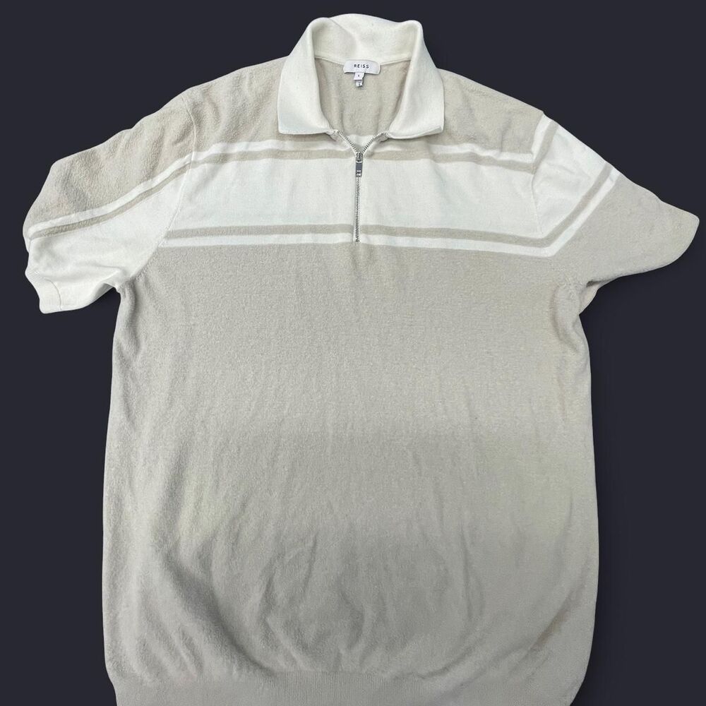 Reiss Men's Cream and White Polo-shirts